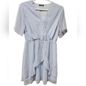 BTFBM Women's Dress Light Blue‎ Size Extra Large Swiss Dot Chiffon